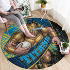 Gold Coast Titans Rugby Round Carpet Tribal Polynesian Power Art - Lightning Mascot