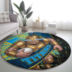 Gold Coast Titans Rugby Round Carpet Tribal Polynesian Power Art - Lightning Mascot
