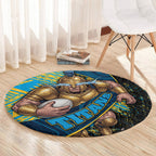 Gold Coast Titans Rugby Round Carpet Tribal Polynesian Power Art - Lightning Mascot