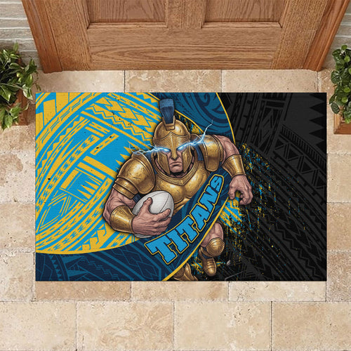 Gold Coast Titans Rugby Rubber Doormat Tribal Polynesian Power Art - Lightning Mascot