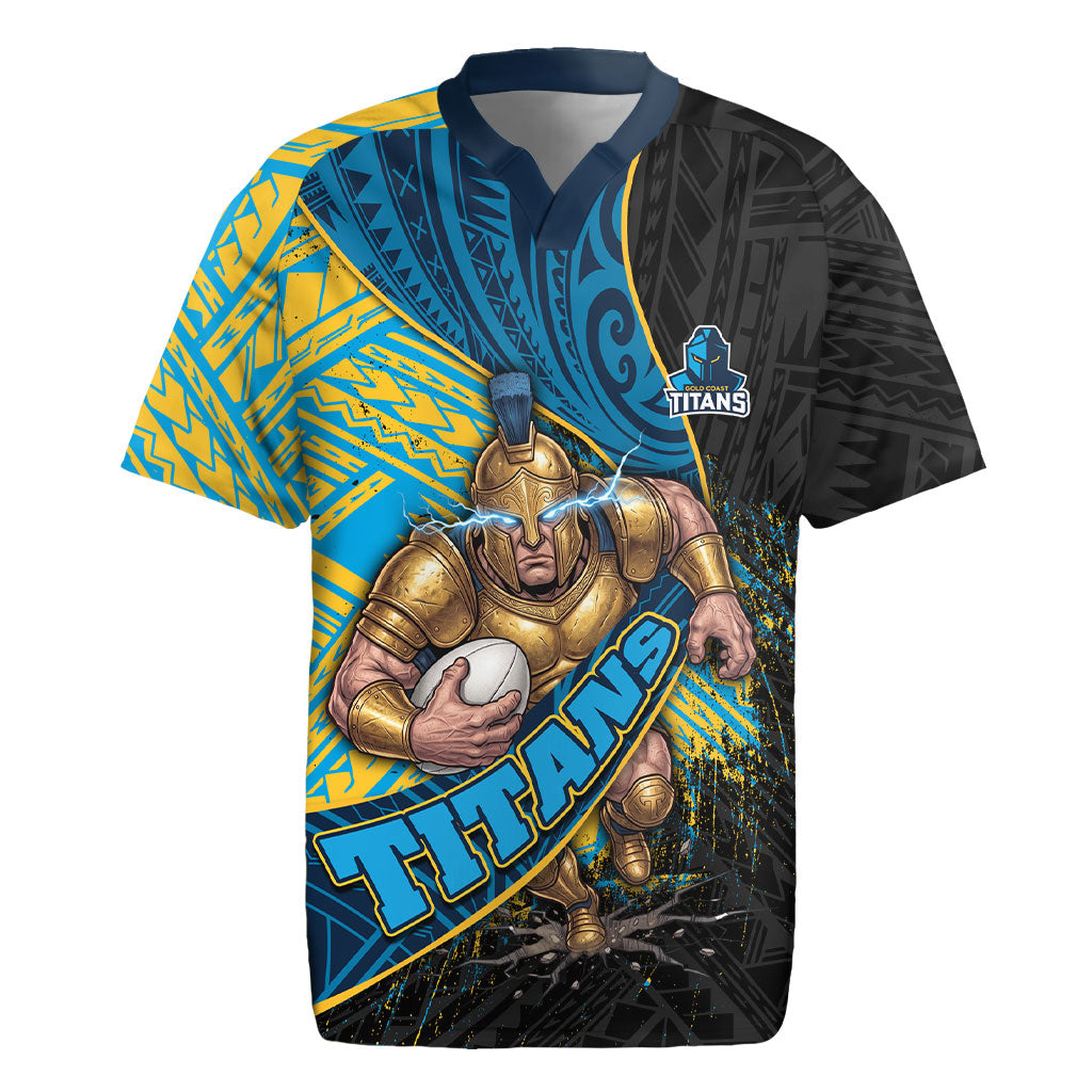 Gold Coast Titans Rugby Rugby Jersey Tribal Polynesian Power Art - Lightning Mascot