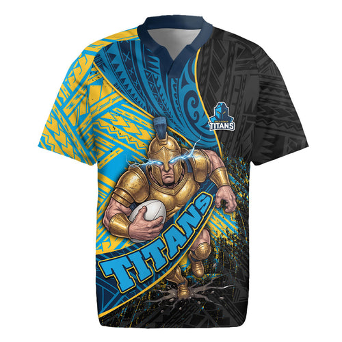 Gold Coast Titans Rugby Rugby Jersey Tribal Polynesian Power Art - Lightning Mascot