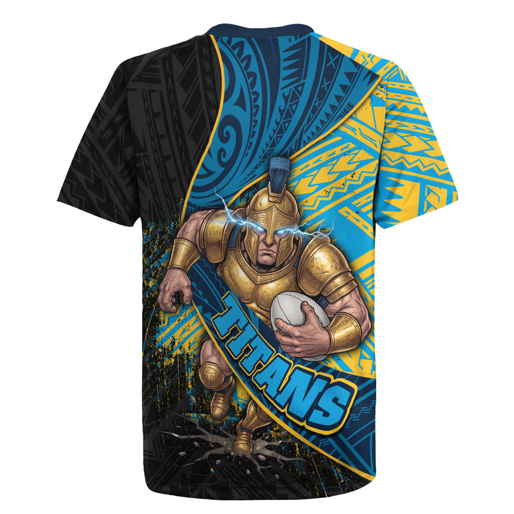 Gold Coast Titans Rugby Rugby Jersey Tribal Polynesian Power Art - Lightning Mascot