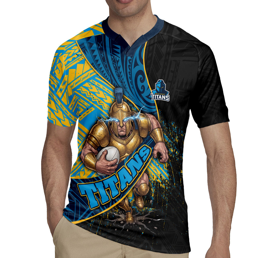 Gold Coast Titans Rugby Rugby Jersey Tribal Polynesian Power Art - Lightning Mascot