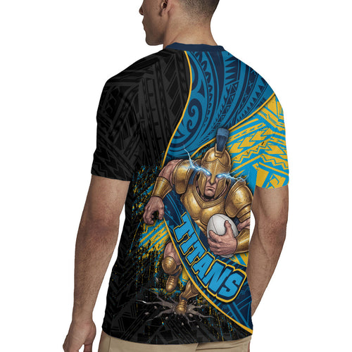 Gold Coast Titans Rugby Rugby Jersey Tribal Polynesian Power Art - Lightning Mascot