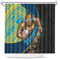 Gold Coast Titans Rugby Shower Curtain Tribal Polynesian Power Art - Lightning Mascot