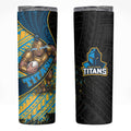 Gold Coast Titans Rugby Skinny Tumbler Tribal Polynesian Power Art - Lightning Mascot