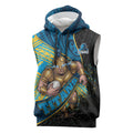 Gold Coast Titans Rugby Sleeveless Hoodie Tribal Polynesian Power Art - Lightning Mascot