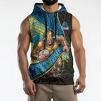 Gold Coast Titans Rugby Sleeveless Hoodie Tribal Polynesian Power Art - Lightning Mascot