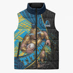 Gold Coast Titans Rugby Sleeveless Puffer Jacket Tribal Polynesian Power Art - Lightning Mascot