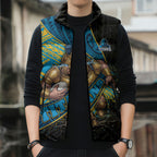 Gold Coast Titans Rugby Sleeveless Puffer Jacket Tribal Polynesian Power Art - Lightning Mascot