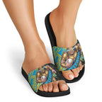 Gold Coast Titans Rugby Slide Sandals Tribal Polynesian Power Art - Lightning Mascot
