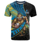 Gold Coast Titans Rugby T Shirt Tribal Polynesian Power Art - Lightning Mascot