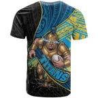 Gold Coast Titans Rugby T Shirt Tribal Polynesian Power Art - Lightning Mascot