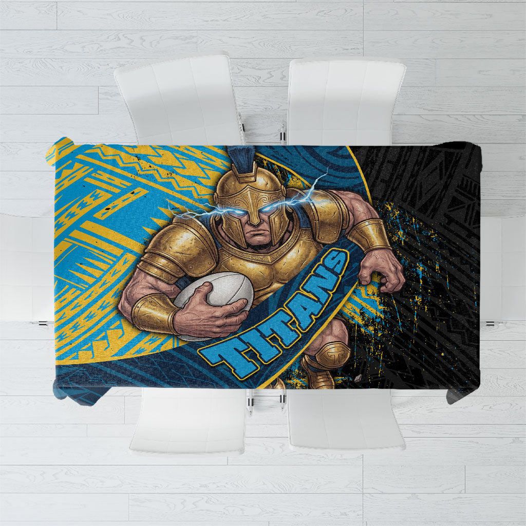 Gold Coast Titans Rugby Tablecloth Tribal Polynesian Power Art - Lightning Mascot