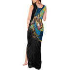 Gold Coast Titans Rugby Tank Maxi Dress Tribal Polynesian Power Art - Lightning Mascot