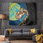 Gold Coast Titans Rugby Tapestry Tribal Polynesian Power Art - Lightning Mascot