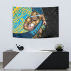 Gold Coast Titans Rugby Tapestry Tribal Polynesian Power Art - Lightning Mascot