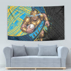 Gold Coast Titans Rugby Tapestry Tribal Polynesian Power Art - Lightning Mascot