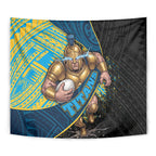 Gold Coast Titans Rugby Tapestry Tribal Polynesian Power Art - Lightning Mascot