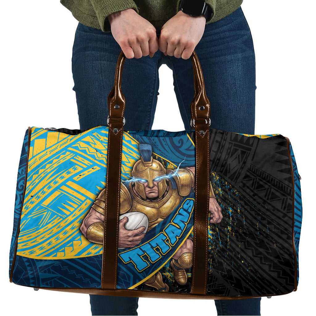 Gold Coast Titans Rugby Travel Bag Tribal Polynesian Power Art - Lightning Mascot