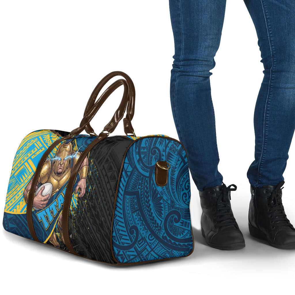Gold Coast Titans Rugby Travel Bag Tribal Polynesian Power Art - Lightning Mascot
