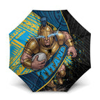 Gold Coast Titans Rugby Umbrella Tribal Polynesian Power Art - Lightning Mascot