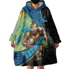 Gold Coast Titans Rugby Wearable Blanket Hoodie Tribal Polynesian Power Art - Lightning Mascot