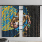 Gold Coast Titans Rugby Window Curtain Tribal Polynesian Power Art - Lightning Mascot