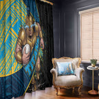 Gold Coast Titans Rugby Window Curtain Tribal Polynesian Power Art - Lightning Mascot