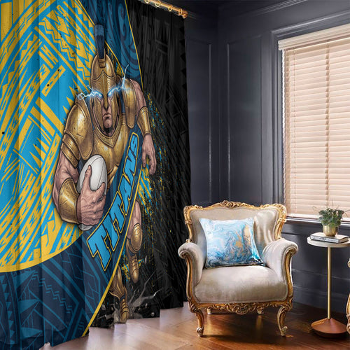 Gold Coast Titans Rugby Window Curtain Tribal Polynesian Power Art - Lightning Mascot
