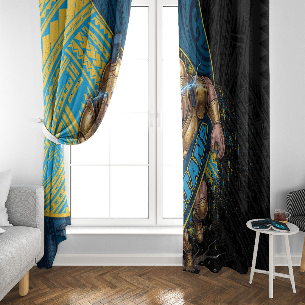 Gold Coast Titans Rugby Window Curtain Tribal Polynesian Power Art - Lightning Mascot