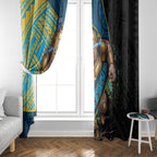 Gold Coast Titans Rugby Window Curtain Tribal Polynesian Power Art - Lightning Mascot
