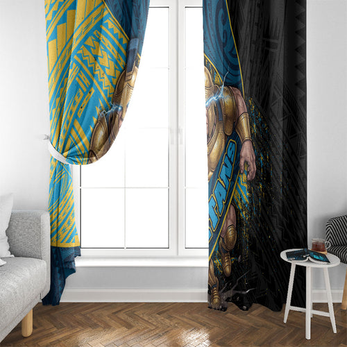 Gold Coast Titans Rugby Window Curtain Tribal Polynesian Power Art - Lightning Mascot