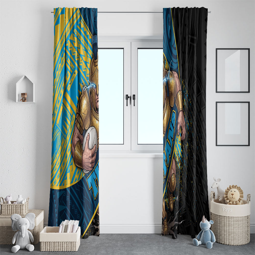Gold Coast Titans Rugby Window Curtain Tribal Polynesian Power Art - Lightning Mascot