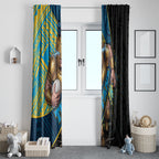 Gold Coast Titans Rugby Window Curtain Tribal Polynesian Power Art - Lightning Mascot
