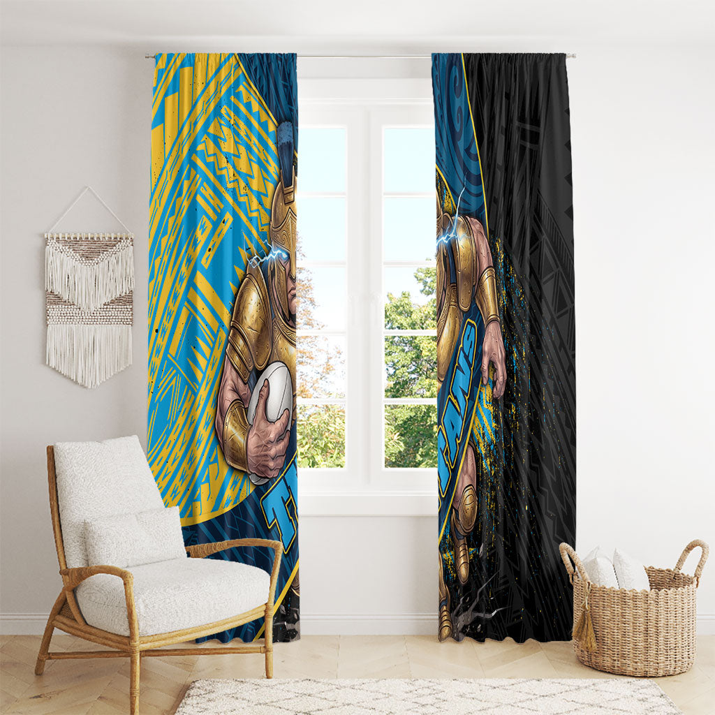 Gold Coast Titans Rugby Window Curtain Tribal Polynesian Power Art - Lightning Mascot
