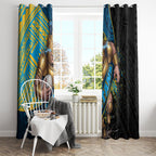 Gold Coast Titans Rugby Window Curtain Tribal Polynesian Power Art - Lightning Mascot