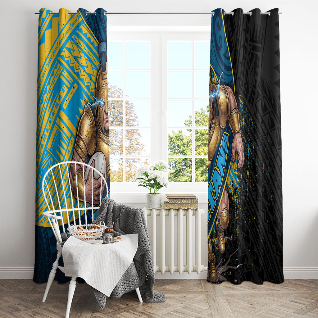 Gold Coast Titans Rugby Window Curtain Tribal Polynesian Power Art - Lightning Mascot