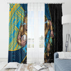 Gold Coast Titans Rugby Window Curtain Tribal Polynesian Power Art - Lightning Mascot