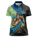 Gold Coast Titans Rugby Women Polo Shirt Tribal Polynesian Power Art - Lightning Mascot