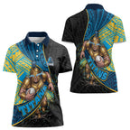 Gold Coast Titans Rugby Women Polo Shirt Tribal Polynesian Power Art - Lightning Mascot