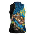Gold Coast Titans Rugby Women Sleeveless Polo Shirt Tribal Polynesian Power Art - Lightning Mascot