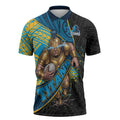 Gold Coast Titans Rugby Zipper Polo Shirt Tribal Polynesian Power Art - Lightning Mascot