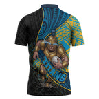 Gold Coast Titans Rugby Zipper Polo Shirt Tribal Polynesian Power Art - Lightning Mascot