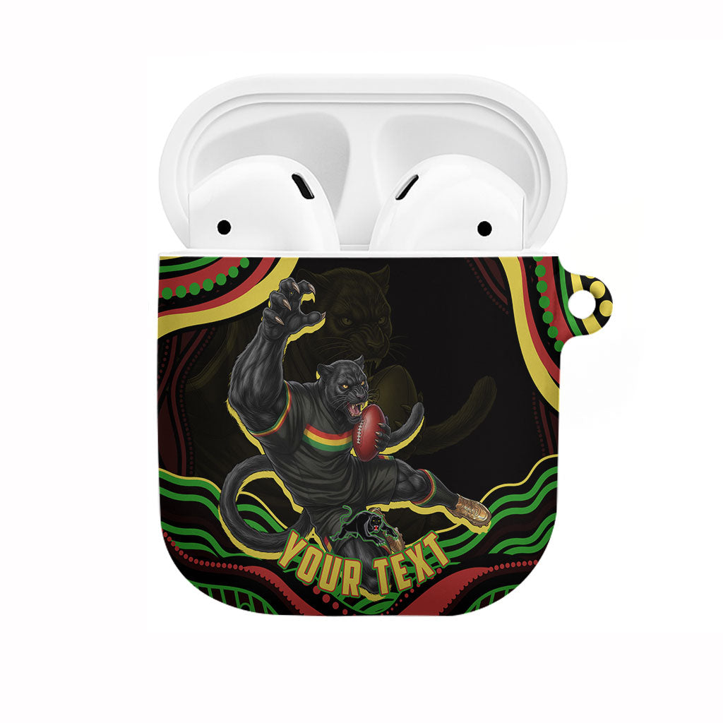 Personalized Penrith Panthers Rugby Mascot AirPods Case Aboriginal Dot Art - Dreamtime Rugby Mascot