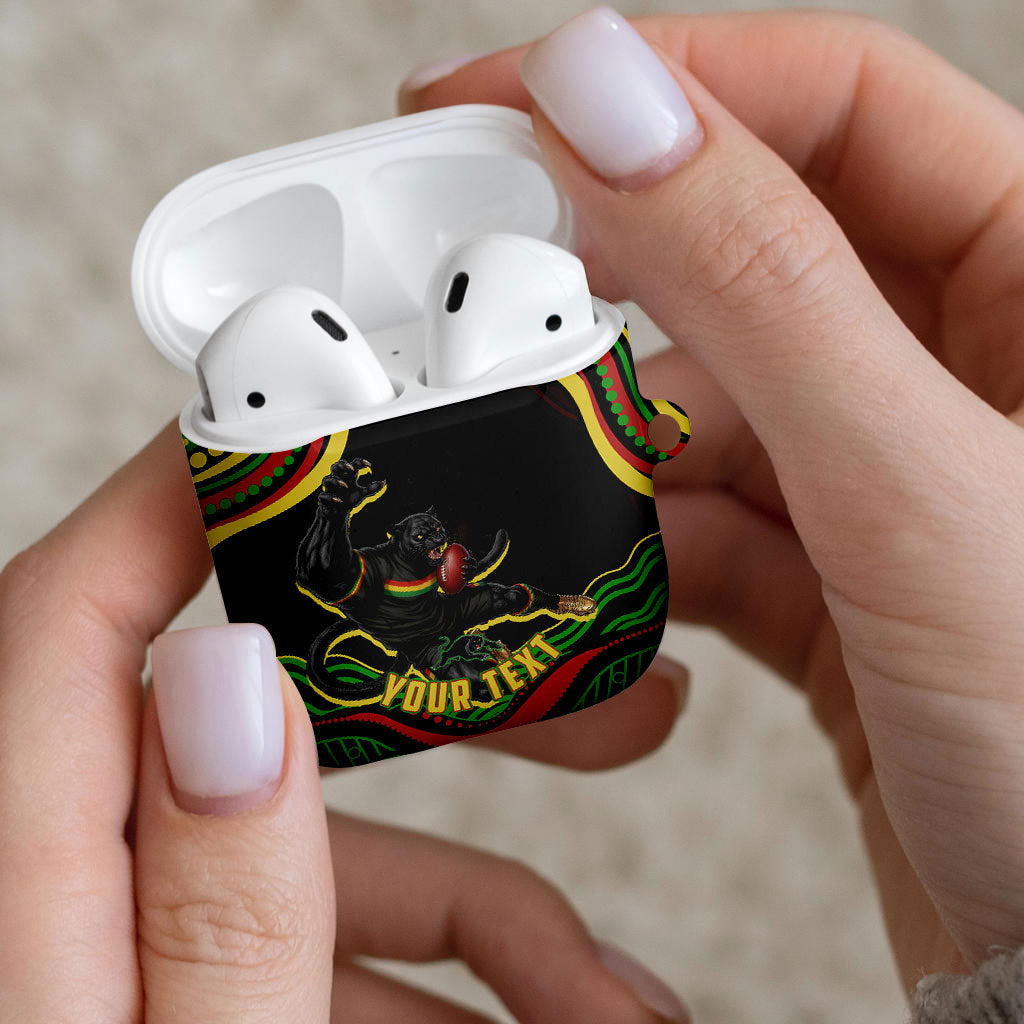 Personalized Penrith Panthers Rugby Mascot AirPods Case Aboriginal Dot Art - Dreamtime Rugby Mascot
