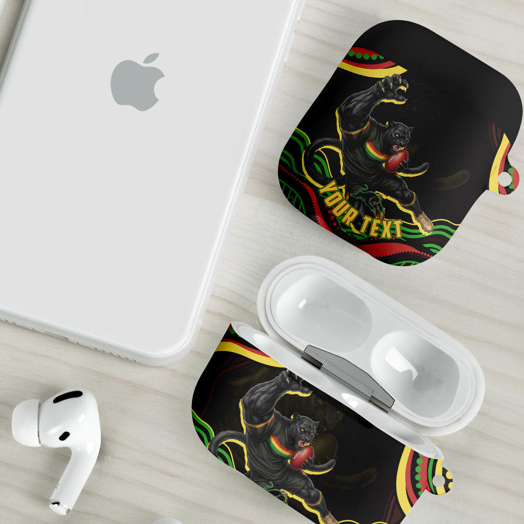 Personalized Penrith Panthers Rugby Mascot AirPods Case Aboriginal Dot Art - Dreamtime Rugby Mascot