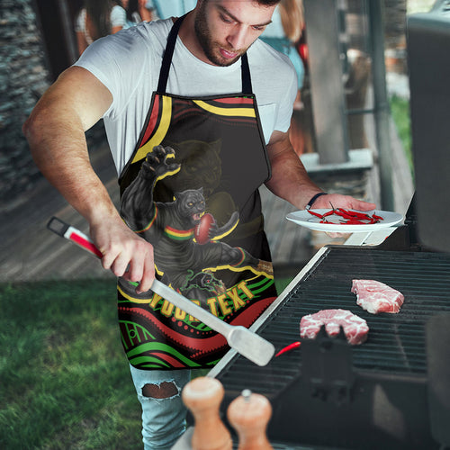 Personalized Penrith Panthers Rugby Mascot Apron Aboriginal Dot Art - Dreamtime Rugby Mascot