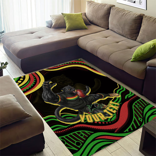 Personalized Penrith Panthers Rugby Mascot Area Rug Aboriginal Dot Art - Dreamtime Rugby Mascot